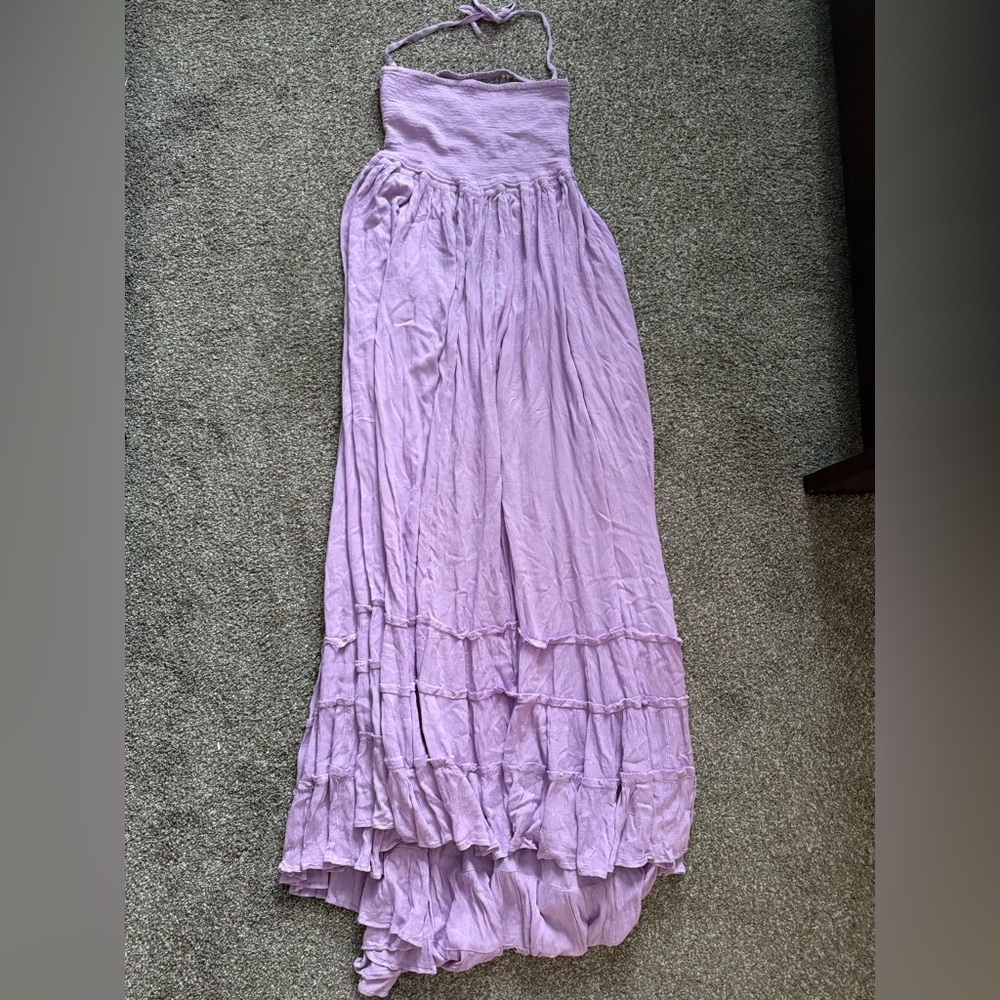 Free People Purple Maxi Dress A-line Pleated
